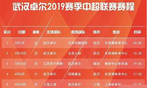 中超联赛武汉卓尔赛程-中超联赛武汉卓尔赛程表